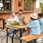 Opvouwbare Campingtafel met Oprolbaar Blad Draagbare Picknicktafel van Dennenhout met Draagtas 69 x 69 x 42 cm Natuur