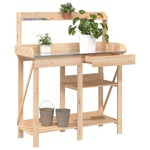 Oppottafel met kast 110,5x45x124,5 cm massief vurenhout bruin