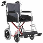 Transportrolstoel Access (11,5 kg) | Excel | Zeer compact | Rolstoel met kleine wielen | Kleur: Zilvergrijs met rood | 1353NH112
