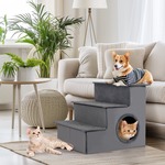 Hondentrap 3-Traps Opvouwbare Helling met Condo Klimladder voor Katten Kleine en Middelgrote Honden Comfortabel Binnenhuisdierhuis