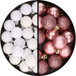 Kerstversiering set - oudroze - kerstballen 6 cm en slinger - kunststof