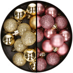 Kerstversiering- oudroze - kerstballen, ornamenten, slinger - kunststof