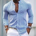Voor heren Overhemd Overhemd met knopen Normaal shirt Zomer overhemd Strand hemd blauw Lange mouw Kleurenblok Revers Dagelijks Vakantie Kleding Modieus Casual Comfortabel Lightinthebox