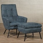 Leren fauteuil glamour 308 blauw, blauw leer, blauwe stoel