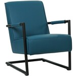 Leren fauteuil touch 366 blauw, blauw leer, blauwe stoel