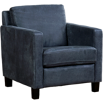 Leren fauteuil square 104 blauw, blauw leer, blauwe stoel
