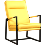 Leren fauteuil square 70 geel, geel leer, gele stoel