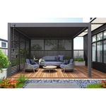 Vrijstaande aluminium overkapping Vancouver met lamellendak - Wit - 400x400 cm- - - Tuindeco