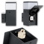 Buiten wandlamp met stopcontact vierkant G9 led kubus