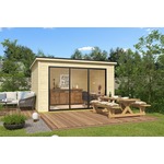 Outdoor Life Julia Tuinhuis 295x295 cm 28 mm vuren blank- Lessenaarsdak- Hout- Outdoor Life