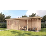 Lugarde Select Modern tuinhuis met overkapping Dronten 388x250cm + 400cm - Onbehandeld- Plat dak- - Lugarde Select