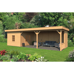 Overkapping met schuur Traditioneel douglas 550x330x260 cm met douglas onbehandelde wanden