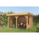 Lariks/Douglas Overkapping Oslo XL type 8 blank 990x430 cm- Plat dak- Onbehandeld lariks Douglas hout- Tuindeco