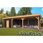 Lariks/Douglas Overkapping Oslo L type 7 blank 690x380 cm- Plat dak- Onbehandeld lariks Douglas hout- Tuindeco