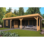 Lariks/Douglas Overkapping Oslo XL type 10 1303x430 cm- Plat dak- Onbehandeld lariks Douglas hout- Tuindeco