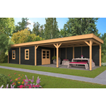 Lariks/Douglas Overkapping Oslo XL type 11 1303x430 cm- Plat dak- Onbehandeld lariks Douglas hout- Tuindeco