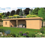 Lariks/Douglas Overkapping Oslo XL type 12 blank 1303x430 cm- Plat dak- Onbehandeld lariks Douglas hout- Tuindeco