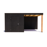 tuinhuis Kubix Vuren ZWART 250 x 300 + 400 cm overkapping