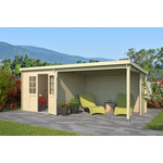 Outdoor Life Sunniva Blokhut 590x295 cm 28 mm vuren blank- Lessenaarsdak- Onbehandeld vurenhout- Outdoor Life