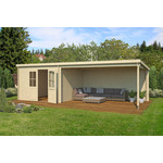 Outdoor Life Fraya Blokhut 595x295 cm 28 mm vuren blank- Zadeldak- Hout- Outdoor Life