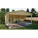 Tuindeco Annette Blokhut 700x400 cm 40 mm vuren blank- Plat dak- Onbehandeld vurenhout- Tuindeco