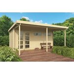 Tuindeco Kukka Blokhut 700x350 cm 40 mm vuren blank- Kapschuurdak- Onbehandeld vurenhout- Tuindeco