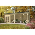 Tuindeco Chappo Blokhut 300x300 cm + luifel 298 cm 28 mm vuren blank- Lessenaarsdak- Onbehandeld vurenhout- Tuindeco