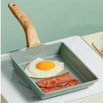 Tamagoyaki Mini Nonstick Pan Flat-Bottomed Ontbijtpan Stijl: Lang-vormig (Groen )