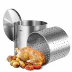 VEVOR Soeppan Sauspan 94,6L Roestvrijstalen Kooksausmand Deksel