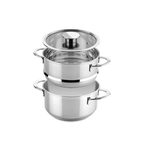 VEVOR 24cm stoompan roestvrij staal met glazen deksel, 1 verdieping (1x snelkookpan en 1x soeppan) stoomboot stoompan inductie stoompan snelkookpan kookpot voor groenten, vis, soep, dumplings