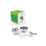 VEVOR 28 cm stoompan, roestvrij staal met glazen deksel, 3-laags stoomboot, stoomboot, inductiestoomboot, snelkookpan, kookpot, ideaal voor groenten, vis, soep, dumplings (incl. 2 stoominzetstukken)