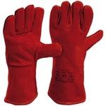Lashandschoenen Rund-Splitleer Rood/bruin, gevoerd 189505785