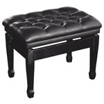HOMCOM pianobank, in hoogte verstelbaar, elegant hoogglans, comfortabel synthetisch leer, robuust rubberhout, 63 x 33 x 56 cm, zwart | Aosom.nl