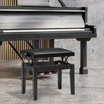HOMCOM pianobank, stijlvol met verborgen opbergruimte, in hoogte verstelbaar, comfortabel kunstleer, stevig, 76 x 36 x 45-55 cm, zwart | Aosom.nl