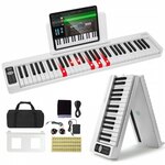 VEVOR digitale piano met 61 toetsen, elektrische piano, opvouwbare piano, Bluetooth MIDI, zwart