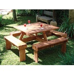 Hardhouten picknicktafel vierkant- - Hardhout- Tuindeco