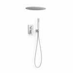 Regendoucheset Inbouw Tres Study Exclusive Rond 38 cm Met Plafonddouche en Handdoucheset met Staafhanddouche en Rapid Box Mat Wit Tres