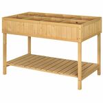 Outsunny Verhoogd Bed 8 Compartimenten Plantentafel Bloembak Sparrenhout 1 Plank + Afvoer