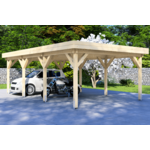 Dubbele carport 600x600 cm plat dak - Van Kooten