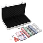 Pokerset Pokerchips pokeren met aluminum koffer Met 5 dobbelstenen 100 poker chips