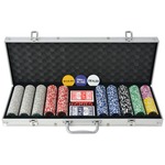 8x 48-delige Pokerchips - Pokerset Pokeren, Casino Plastic Rood, Blauw, Zwart, Wit, Geel, Groen 20.5x6.5x5cm