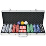 4x 48-delige Pokerchips - Pokerset Pokeren, Casino Plastic Rood, Blauw, Zwart, Wit, Geel, Groen 20.5x6.5x5cm