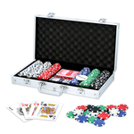HOMCOM Pokerkoffer pokerset pokerchips 4/5 kleuren 2x kaartspel 5x dobbelstenen 1x aluminium koffer | Aosom Netherlands