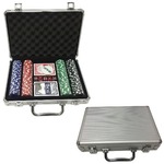 500 Stuks Casino Poker Set met Fiches & Speelkaarten & Dobbelstenen & Dealer Fiches & Tafelkleed Zwart