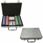 500 Stuks Casino Poker Set met Fiches & Speelkaarten & Dobbelstenen & Dealer Fiches & Tafelkleed Zilver