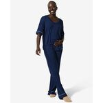 By Louise By Louise Dames Pyjama Set Lange Mouw + Broek Blauw