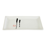 Zwart/Oranje Rechthoekig Bord - Large Plates - 30.2 x 12 x 2.3cm