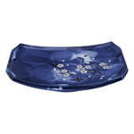 Blauw/Witte Rechthoekig Bord - Blue Sakura - 22x15cm
