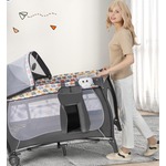 2-In-1 Reisbed & Box Inklapbaar Kinderbed 2 Niveaus Babybed met Matras en Draagtas Draagbare Kinderbox 120 x 60 cm (Blauw)