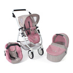 Combinatie trio met kinderwagen Crosslight + reiswieg Micro + groep 0+ autostoel Koos iSize R1, collectie 2022 JANE zwart (cold black)